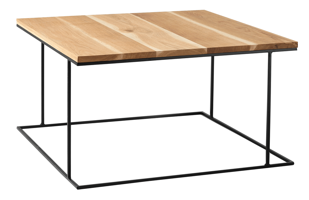 Nordic Design Přírodní masivní konferenční stolek Valter s černou podnoží 80x80 cm