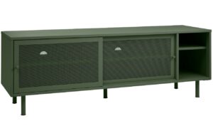 Olivově zelený kovový TV stolek Unique Furniture Veep 160 x 45 cm